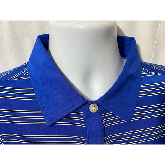 NEW - FOOTJOY Mens Golf Polo Shirt Trio Stripe Blue white Large - Picture 9 of 10